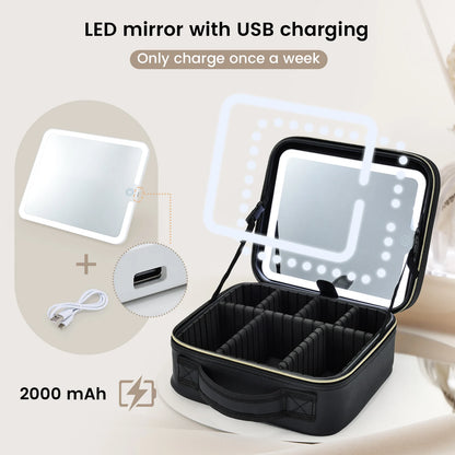 Super praktischer Schminkoffer mit aufladbarer LED Leuchte