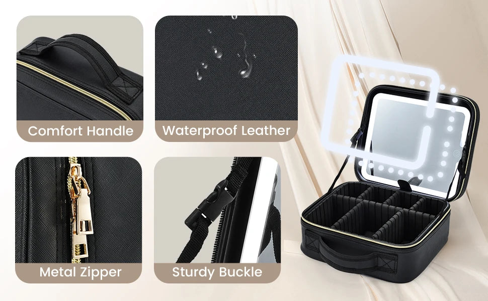 Super praktischer Schminkoffer mit aufladbarer LED Leuchte